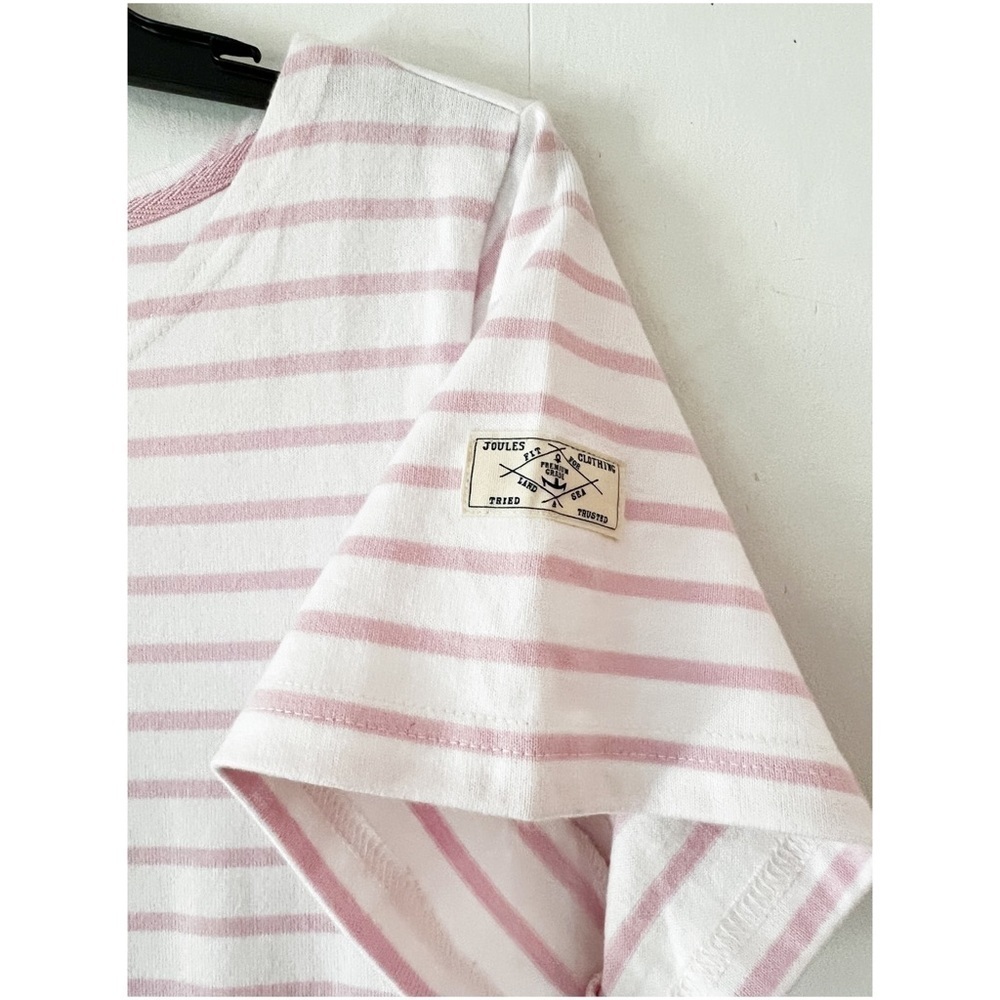 Joules Pink and White Stripe Short Sleeve T-Shirt Dress - Picture 4 of 12